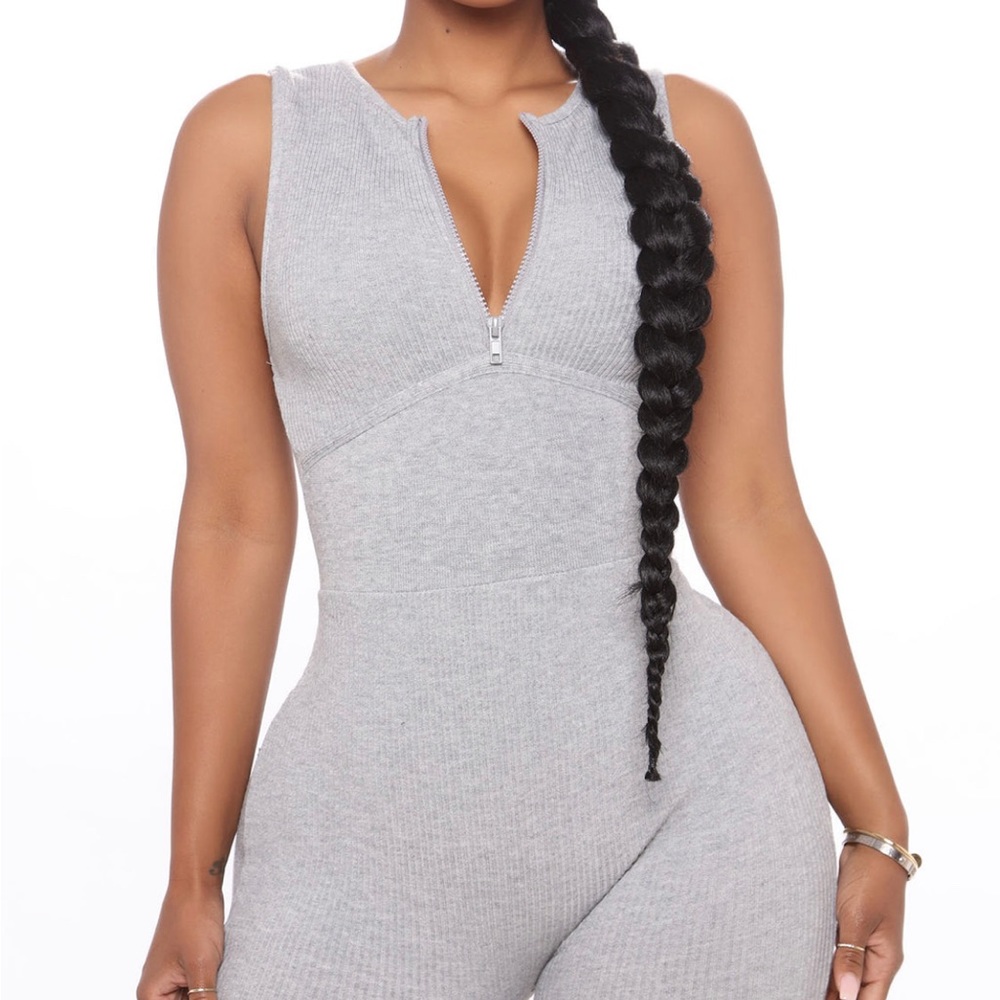 Heather Grey Ribbed Jumpsuit
